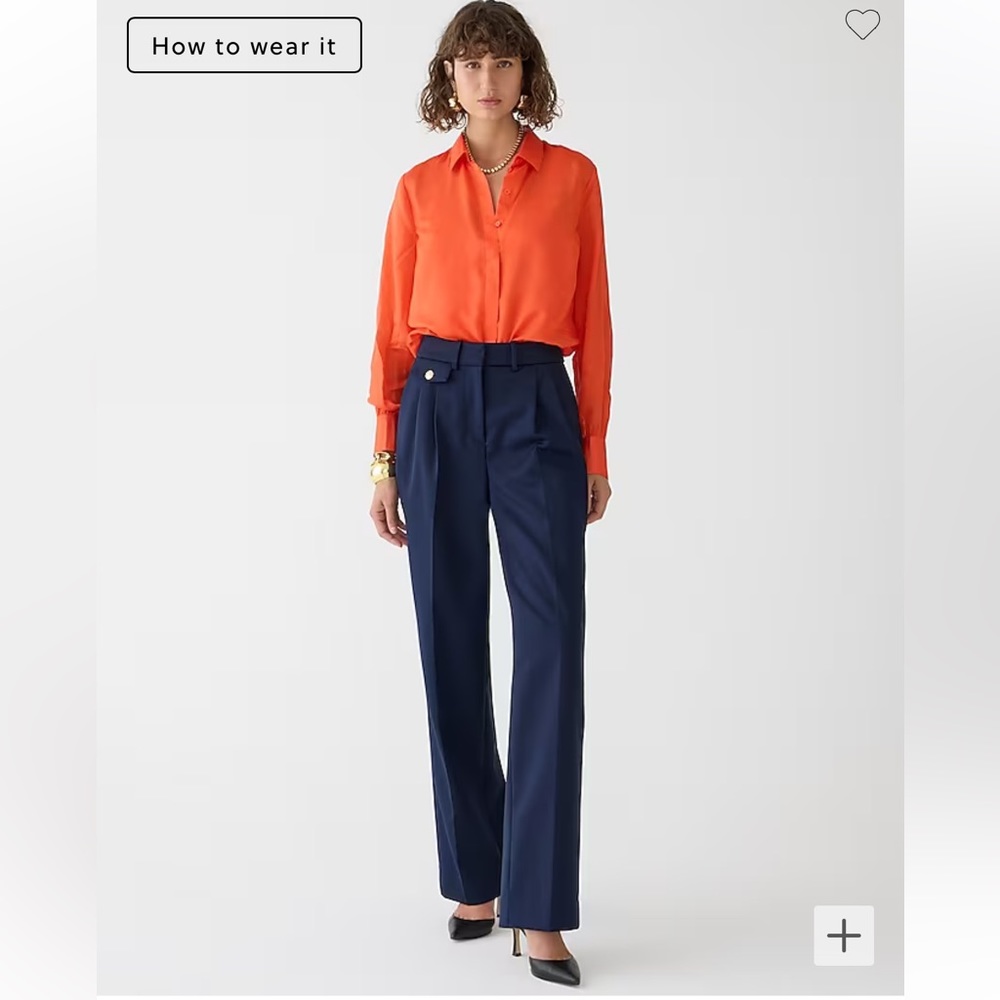 NWT J Crew wool twill navy pant, 8